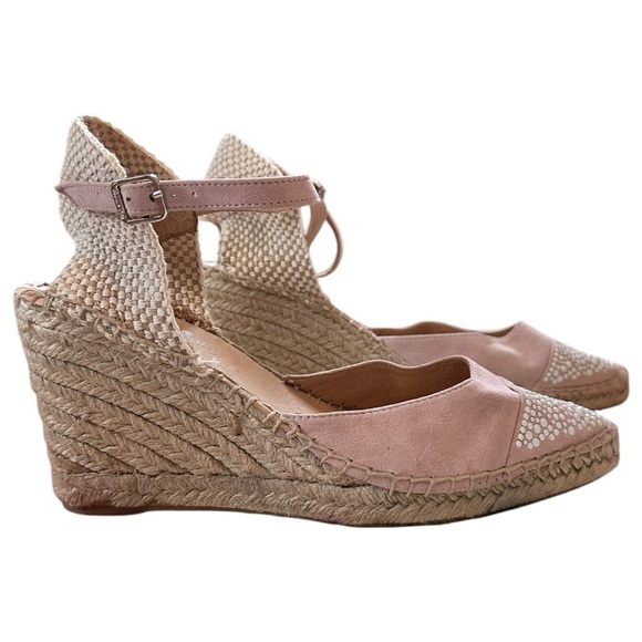 Carmen Saiz Chic Pink and White Espadrille Wedges Stud Detail, EU sz 39 - Picture 2 of 10